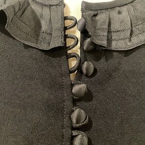 Isabel Marant crepe ruffle collar black blouse top with full sleeves 38 S NWOT